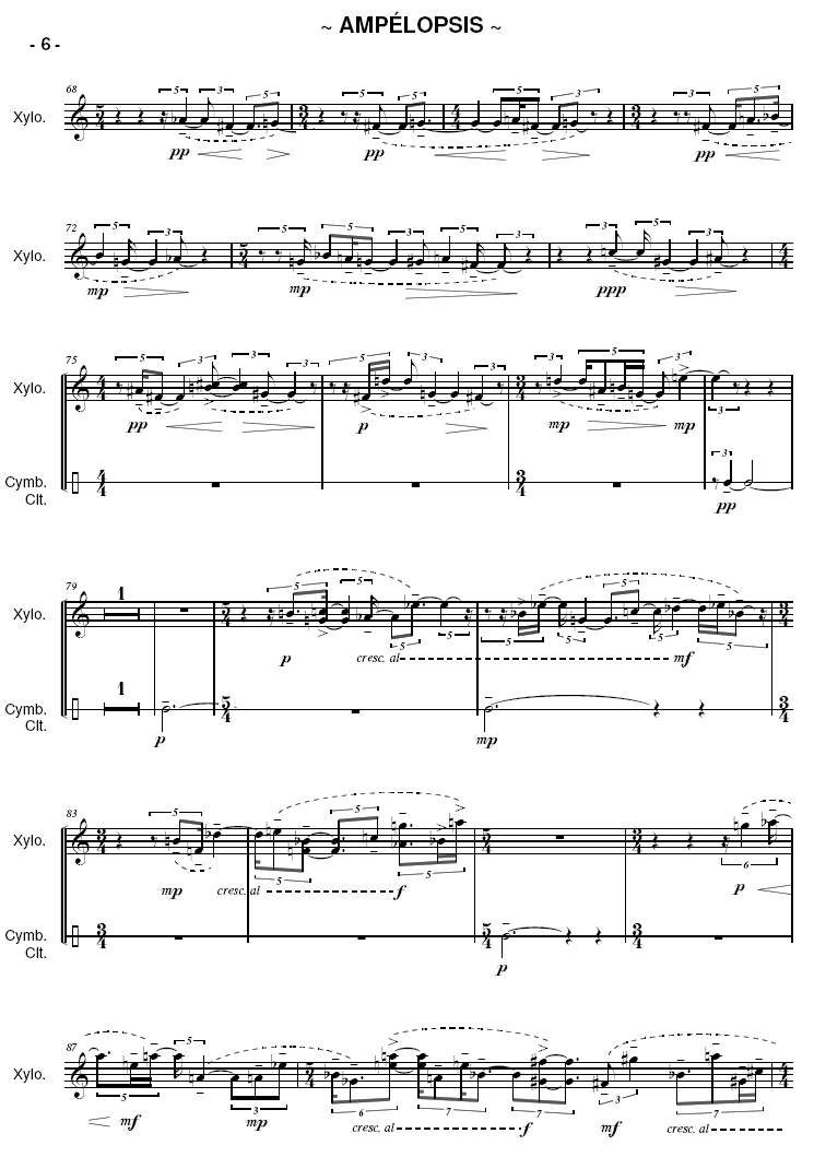 AMPÉLOPSIS for Percussion Ensemble - Six players