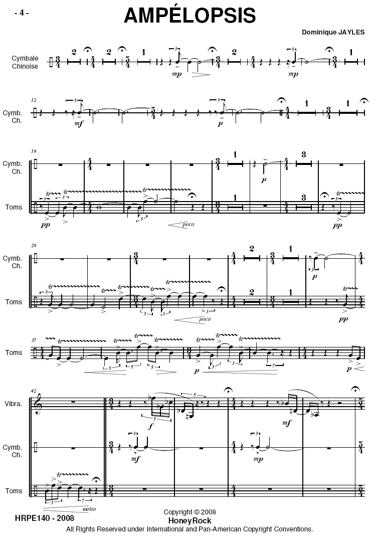 AMPÉLOPSIS for Percussion Ensemble - Six players