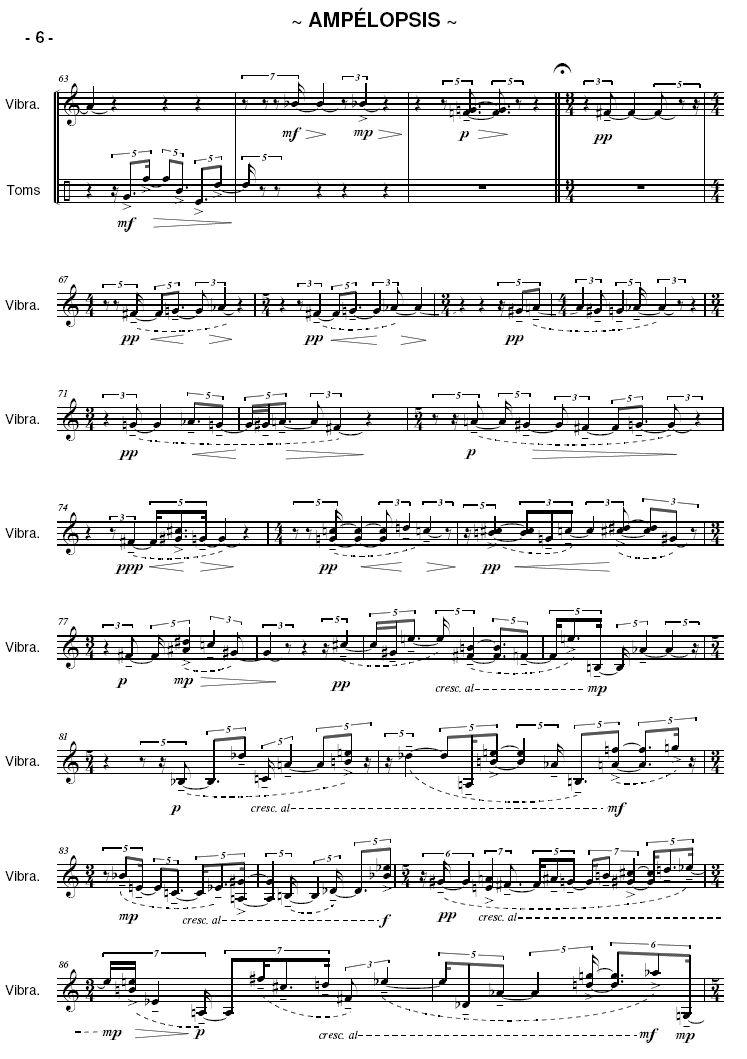 AMPÉLOPSIS for Percussion Ensemble - Six players