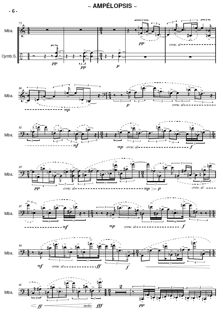 AMPÉLOPSIS for Percussion Ensemble - Six players