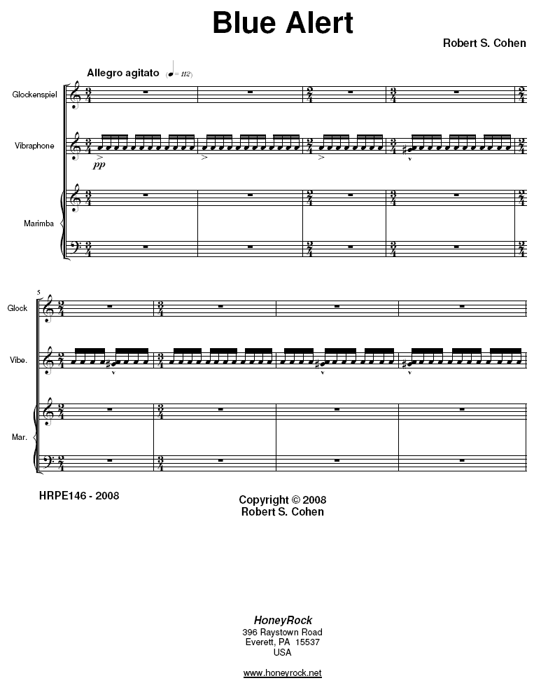 Blue Alert for Glockenspiel, Vibraphone, Marimba