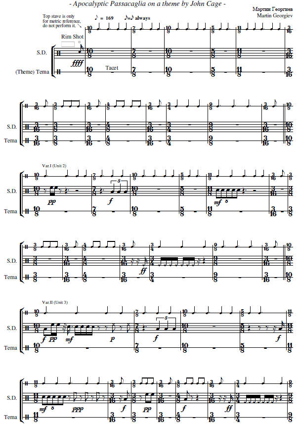 Apocalyptic Passacaglia on a theme by John Cage