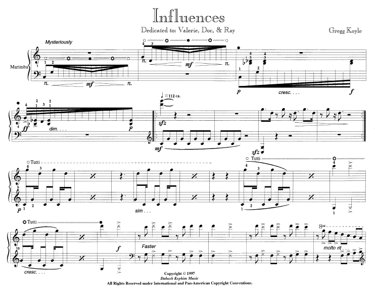 Influences for Solo Marimba