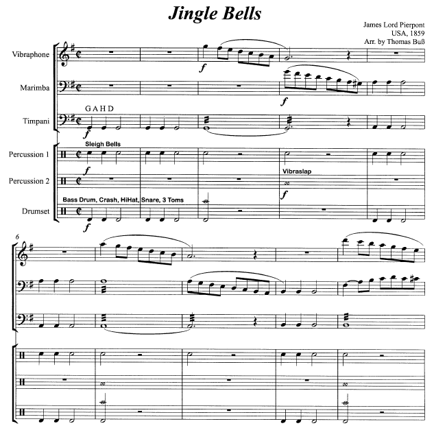 CHRISTMAS TREEos, Jingle Bells score sample