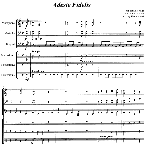 CHRISTMAS TREEos, Adeste Fidelis score sample
