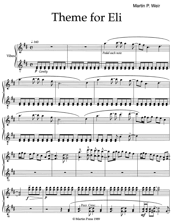 Theme for Eli for Solo Vibraphone