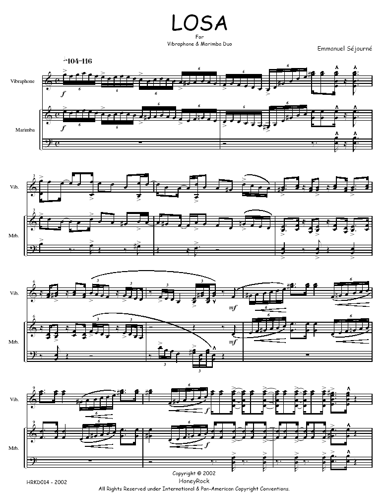 Losa For Vibraphone & Marimba Duo