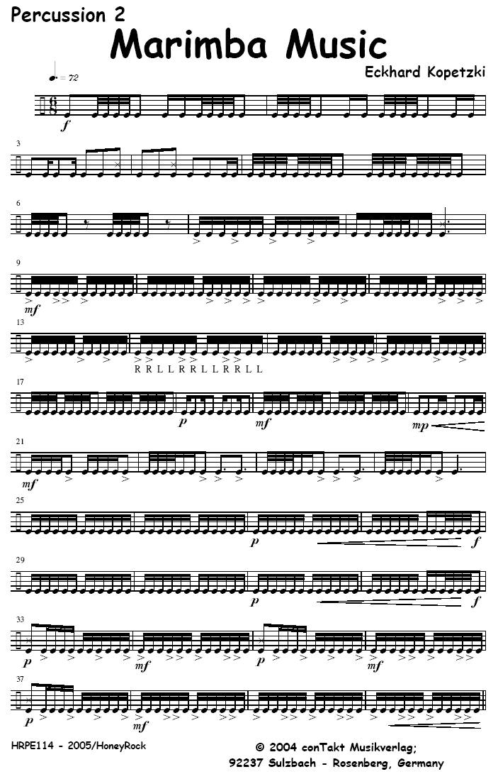 Marimba Music for Percussion Trio or Duo