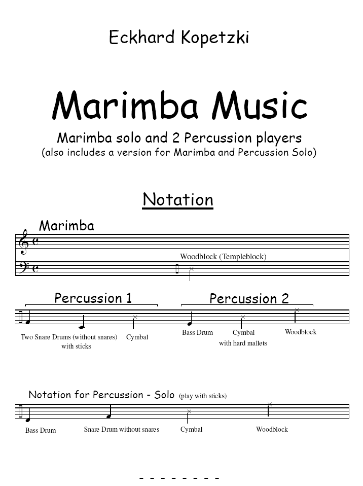 Marimba Music for Percussion Trio or Duo, Notation Key