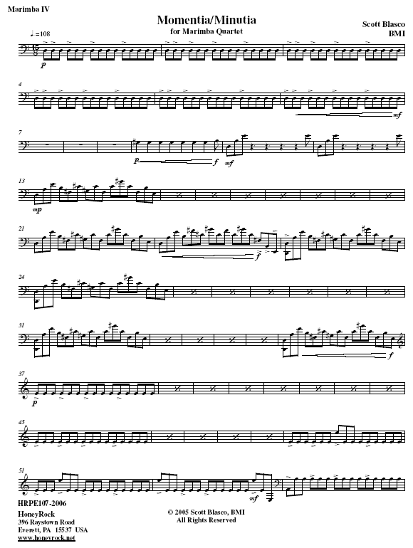 Momentia/Minutia for Marimba Quartet