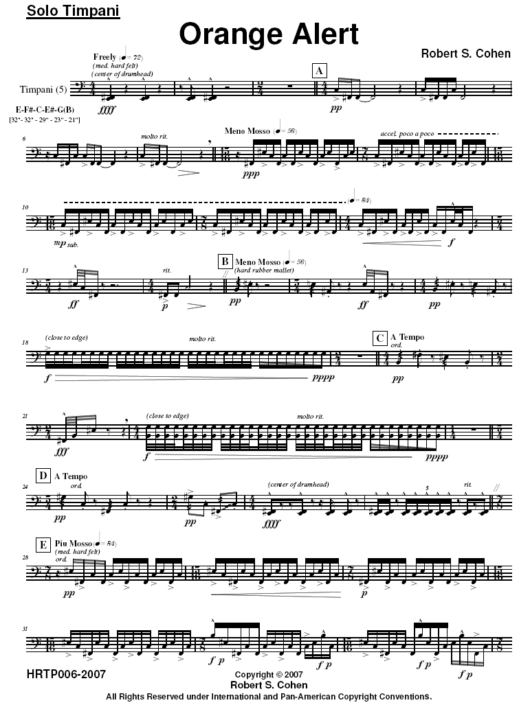 Orange Alert for Solo Timpani