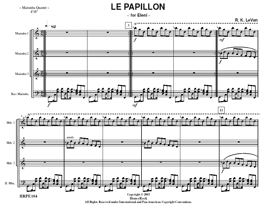 Le Papillon for Marimba Quartet