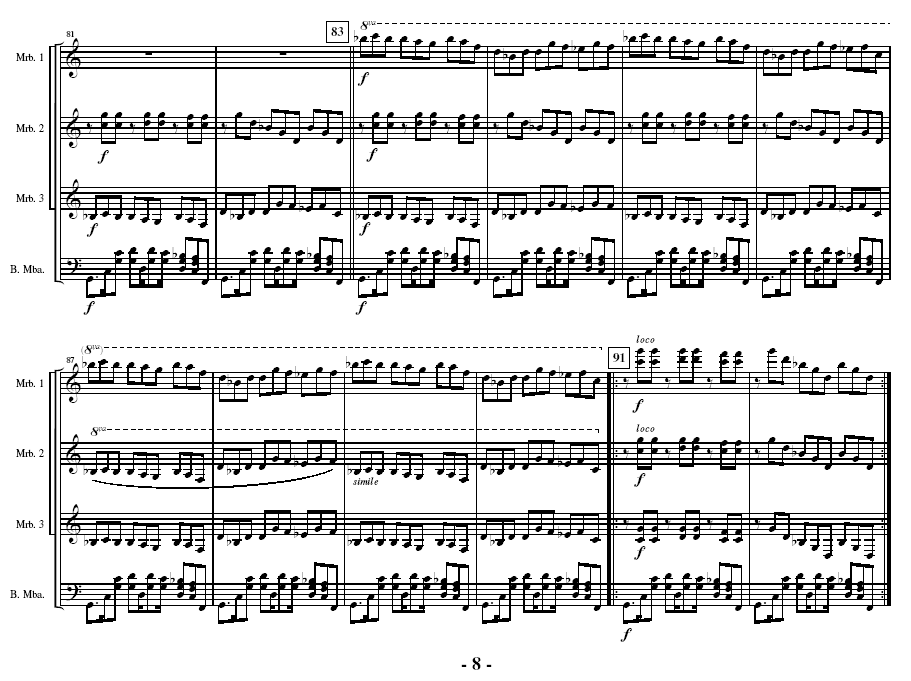 Le Papillon for Marimba Quartet