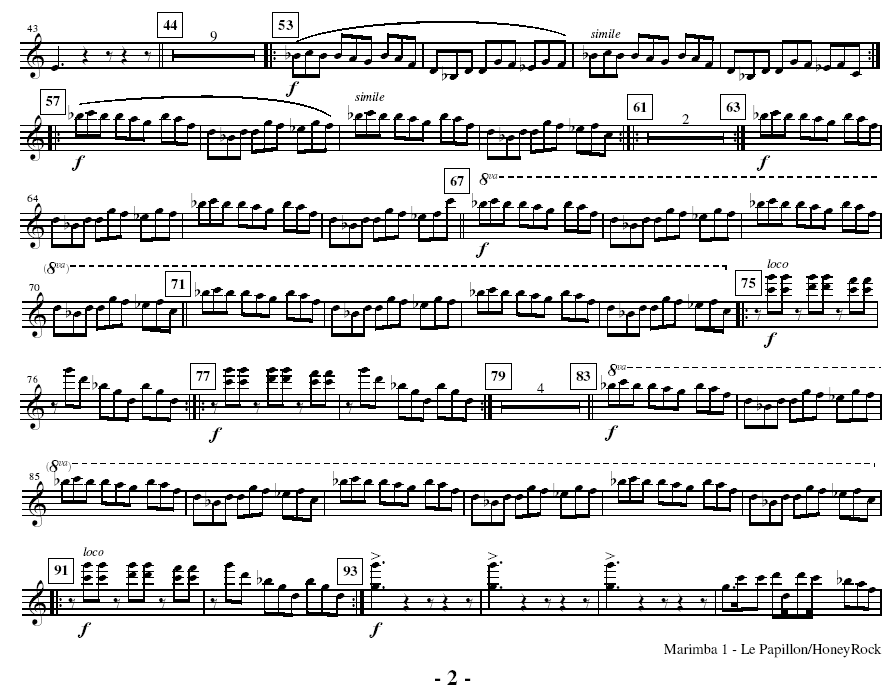 Le Papillon for Marimba Quartet