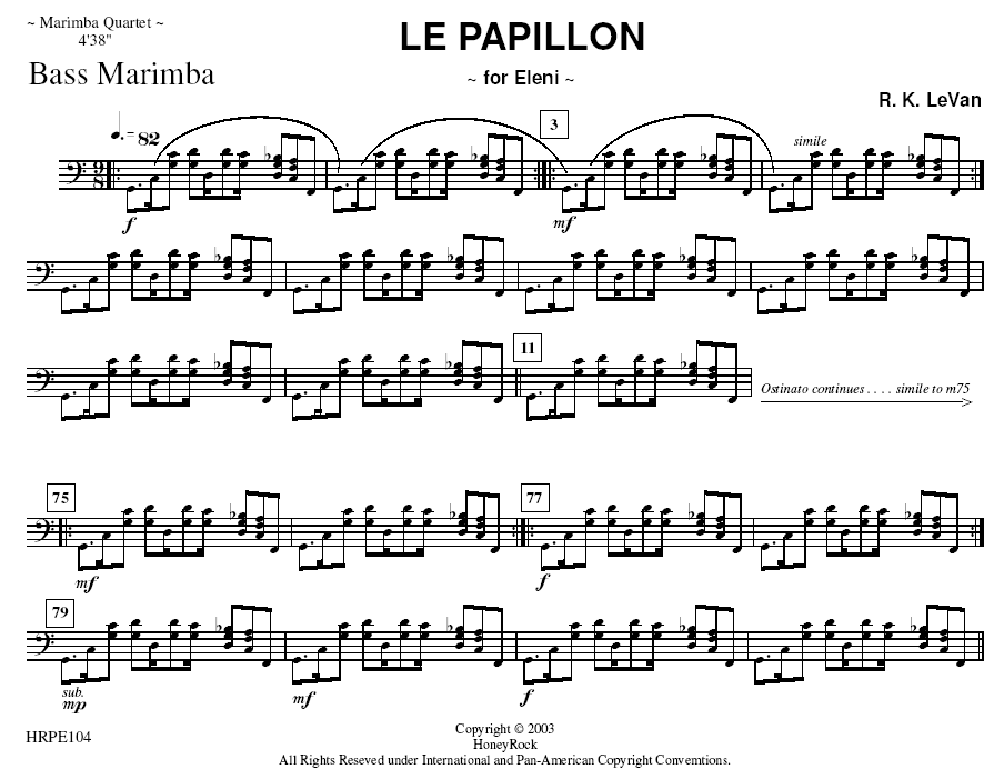 Le Papillon for Marimba Quartet