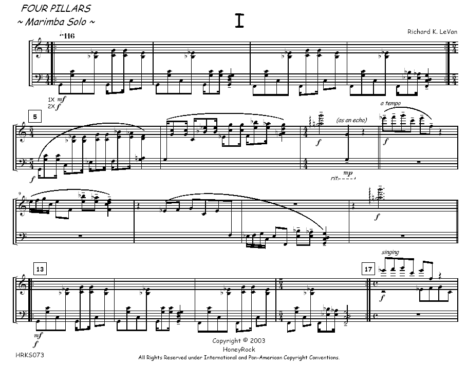 Four Pillars for Solo Marimba, I