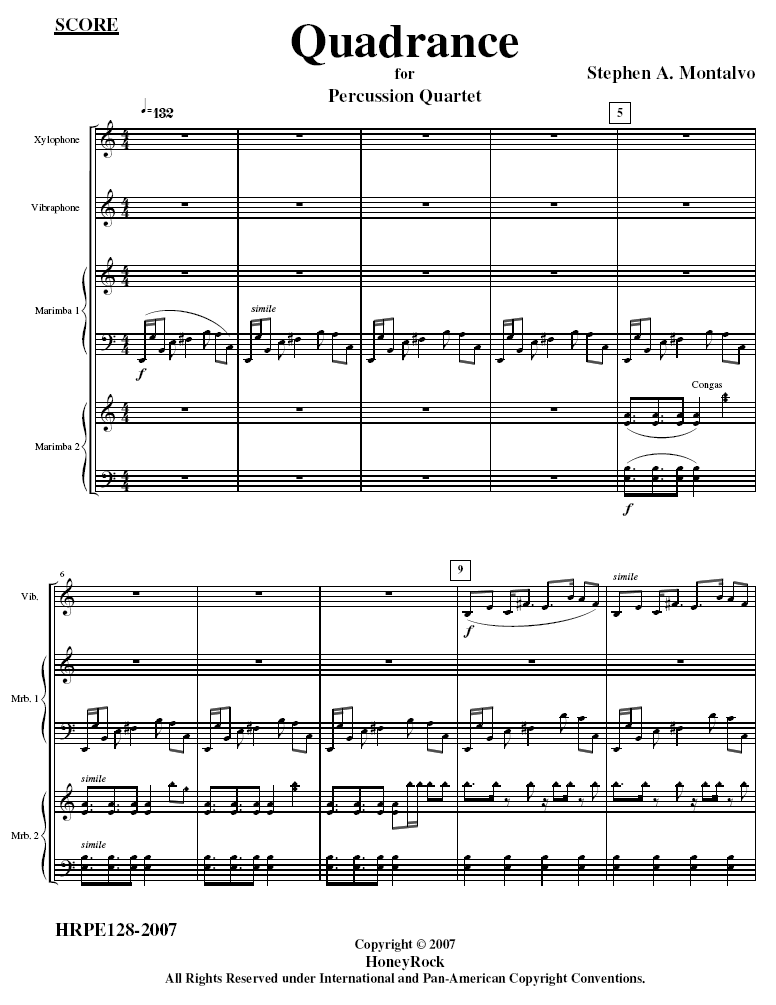 Quadrance for Percussion Quartet, Stephen A. Montalvo