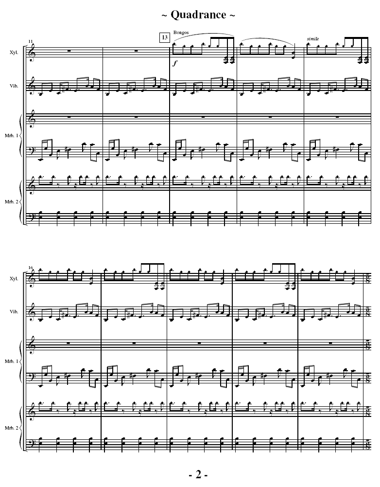 Quadrance for Percussion Quartet, Stephen A. Montalvo