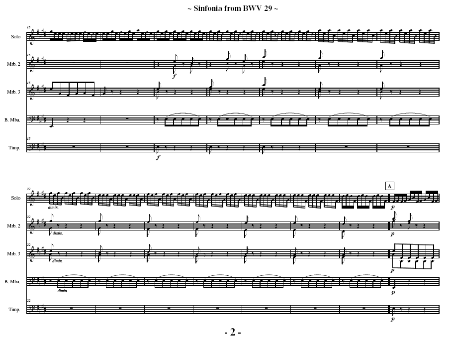 Sinfonia for Percussion Quintet adapted from Bach's - Cantata 29 "Wir danken dir, Gott, wir danken dir" (BWV 29)