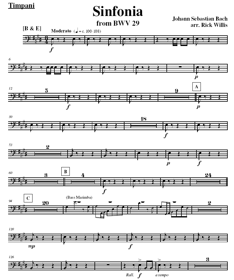 Sinfonia for Percussion Quintet adapted from Bach's - Cantata 29 "Wir danken dir, Gott, wir danken dir" (BWV 29)