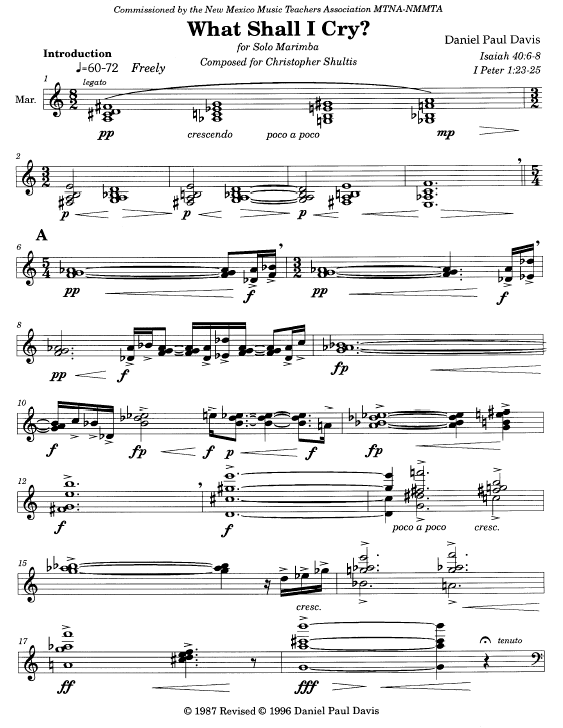 What Shall I Cry? - for Solo Marimba