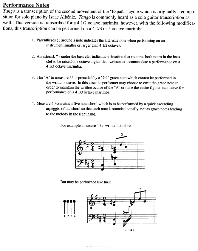 Tango, Arr. for Solo Marimba