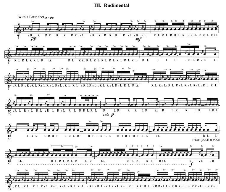 Three Styles Suite, for Solo Snare Drum