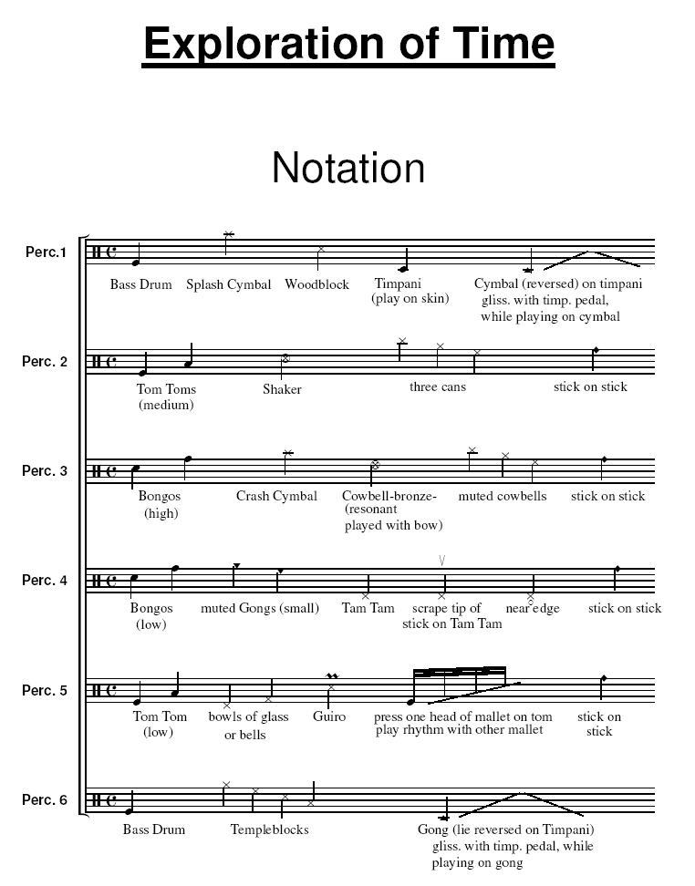 Exploration of Time for Percussion Ensemble - Six Players