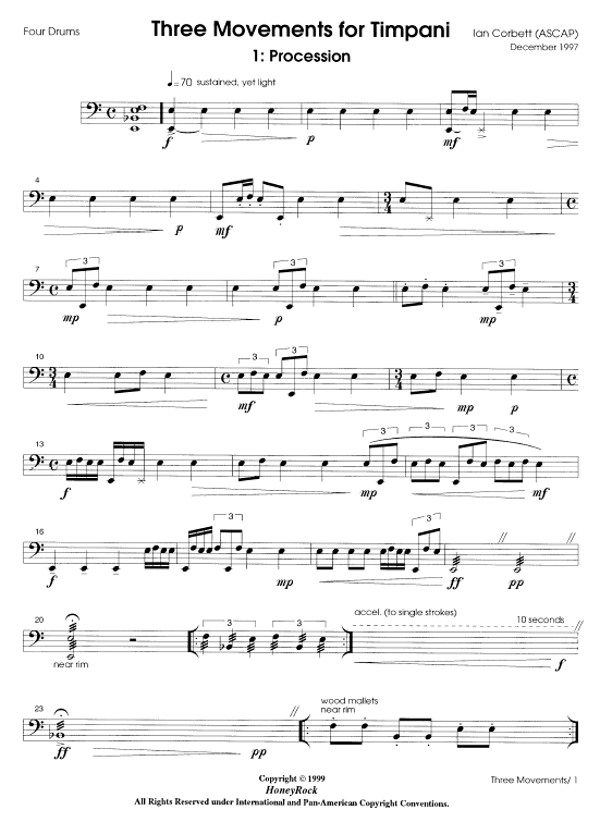 Three Movements for Timpani, Timpani Solo, HoneyRock Publishing - Percussion Music