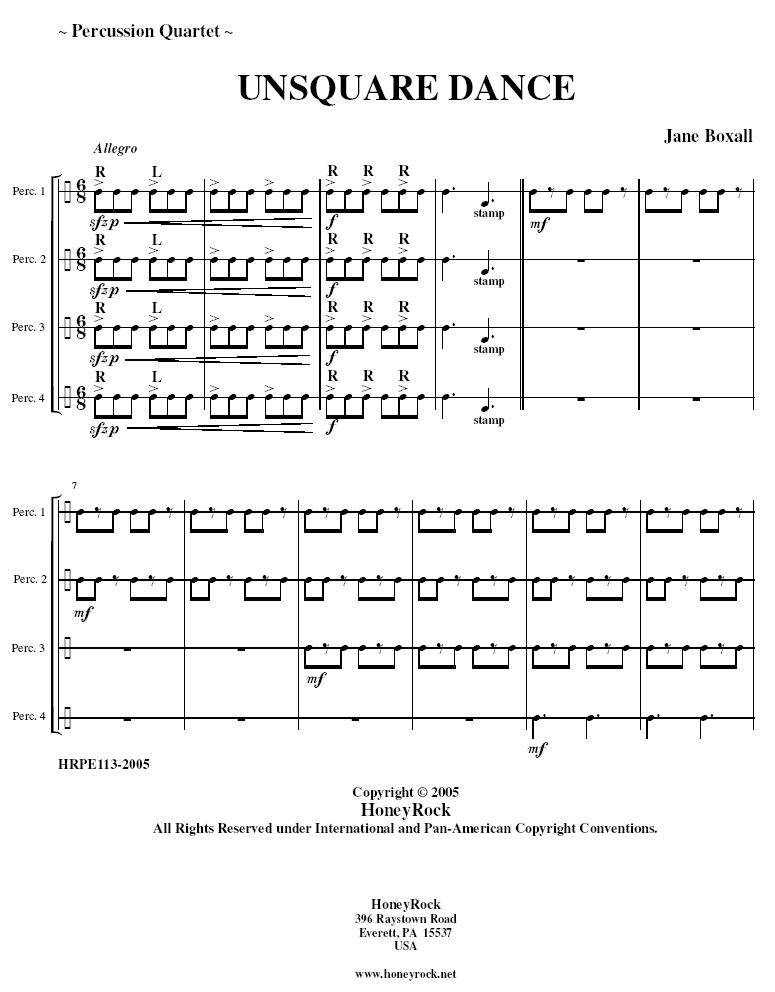 Unsquare Dance for Percussion Quartet