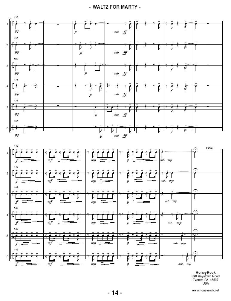 Waltz for Marty for Percussion Ensemble - Six Players