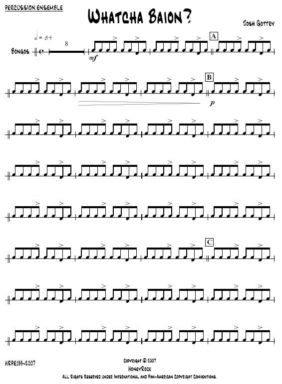 Whatcha Baion? for Percussion Ensemble, 9-13 or More Players