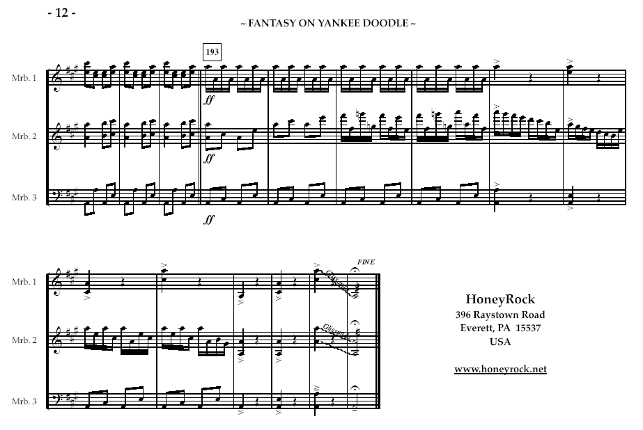 Fantasy on Yankee Doodle for Marimba Trio