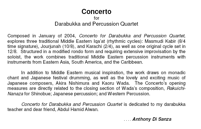 Concerto for Darabukka and Percussion Quartet