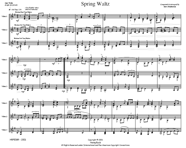 Spring Waltz for Percussion Trio - Vibraphone/Marimba