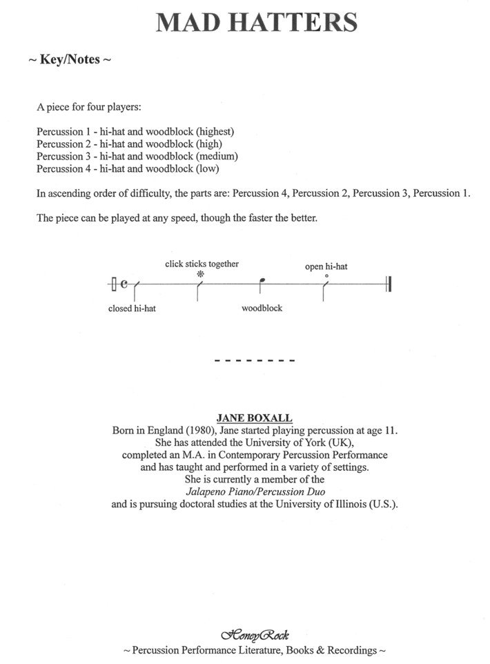 Mad Hatters for Percussion Quartet