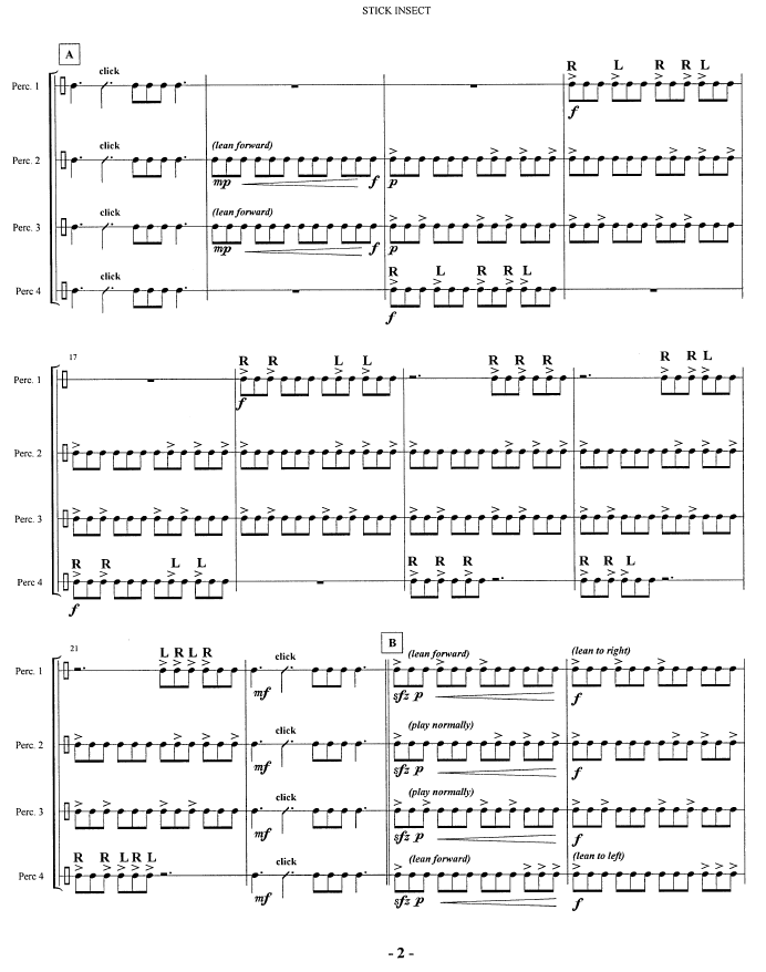 Stick Insect for Percussion Quartet