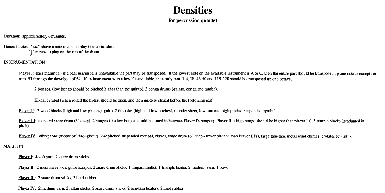 Densities for Percussion Quartet