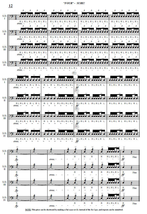 "FOUR" - SURE for Snare Drum Quartet