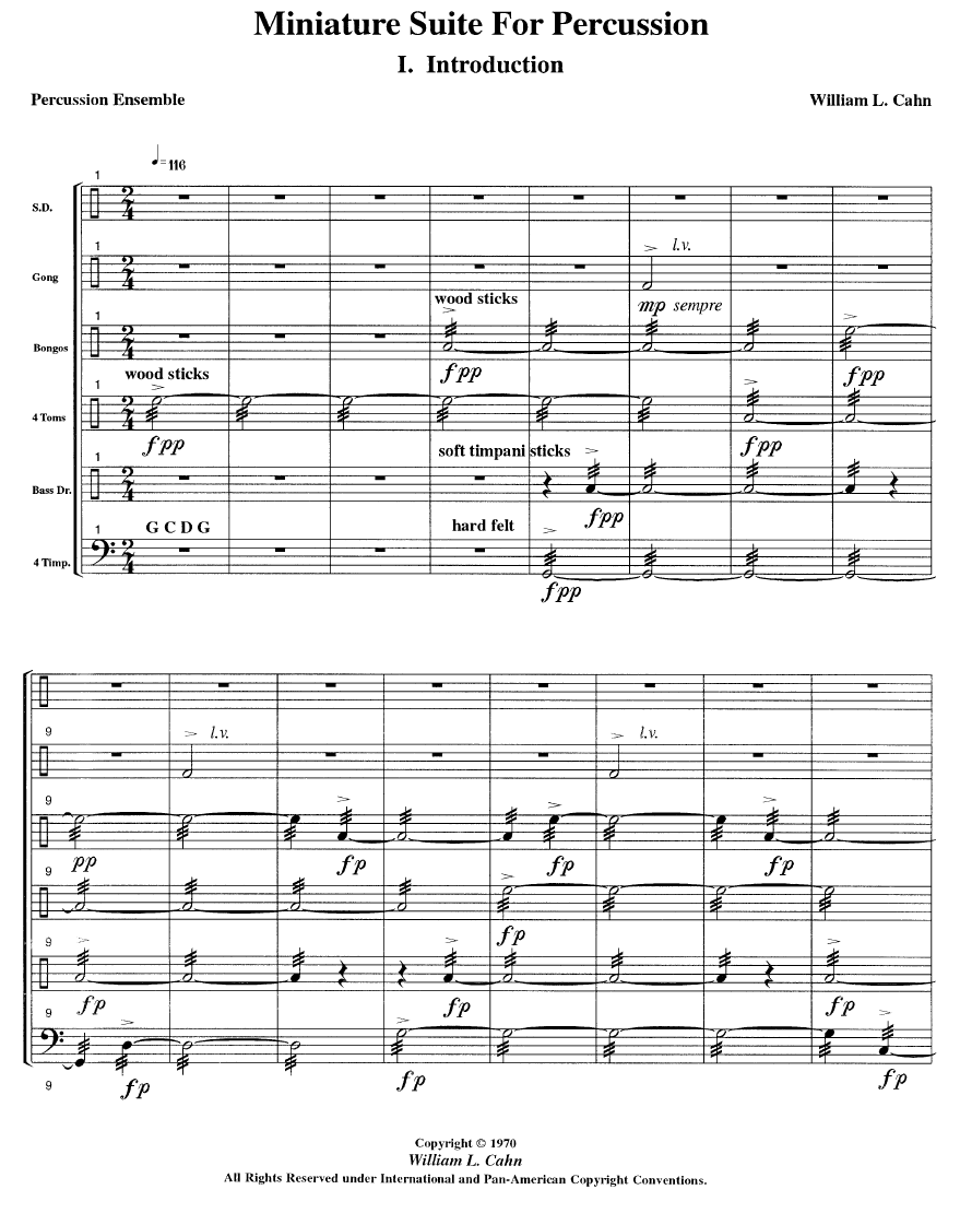 Miniature Suite for Percussion, 6 Players