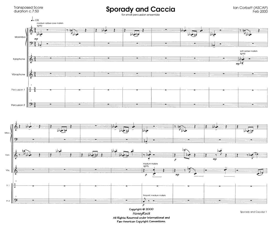 SPORADY and CACCIA for Percussion Quintet