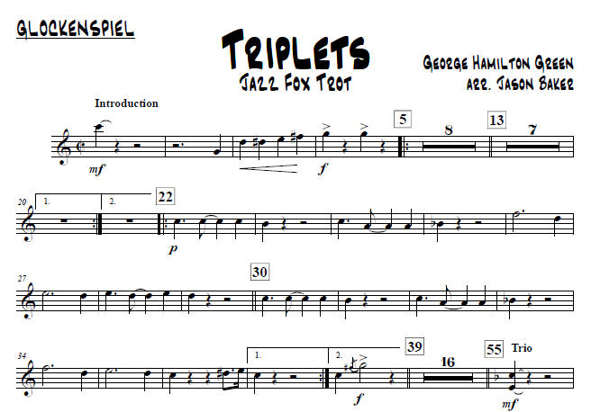 Triplets: Xylophone Solo with Percussion Ensemble, George Hamilton Green, Arr. Jason Baker