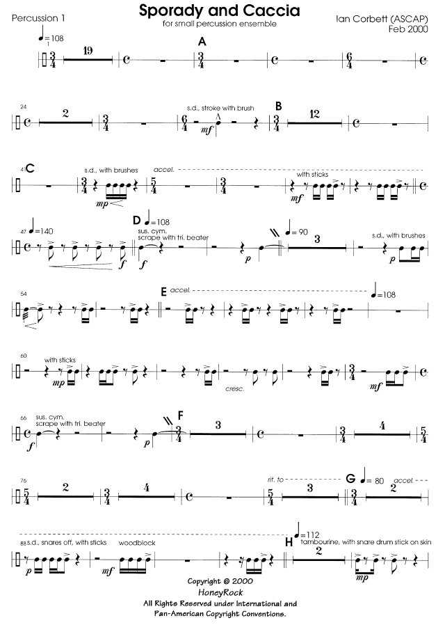 SPORADY and CACCIA for Percussion Quintet