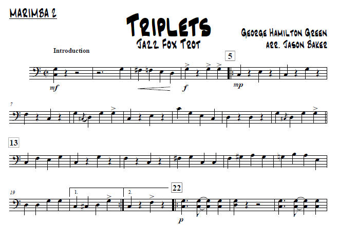 Triplets: Xylophone Solo with Percussion Ensemble, George Hamilton Green, Arr. Jason Baker