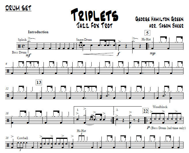 Triplets: Xylophone Solo with Percussion Ensemble, George Hamilton Green, Arr. Jason Baker