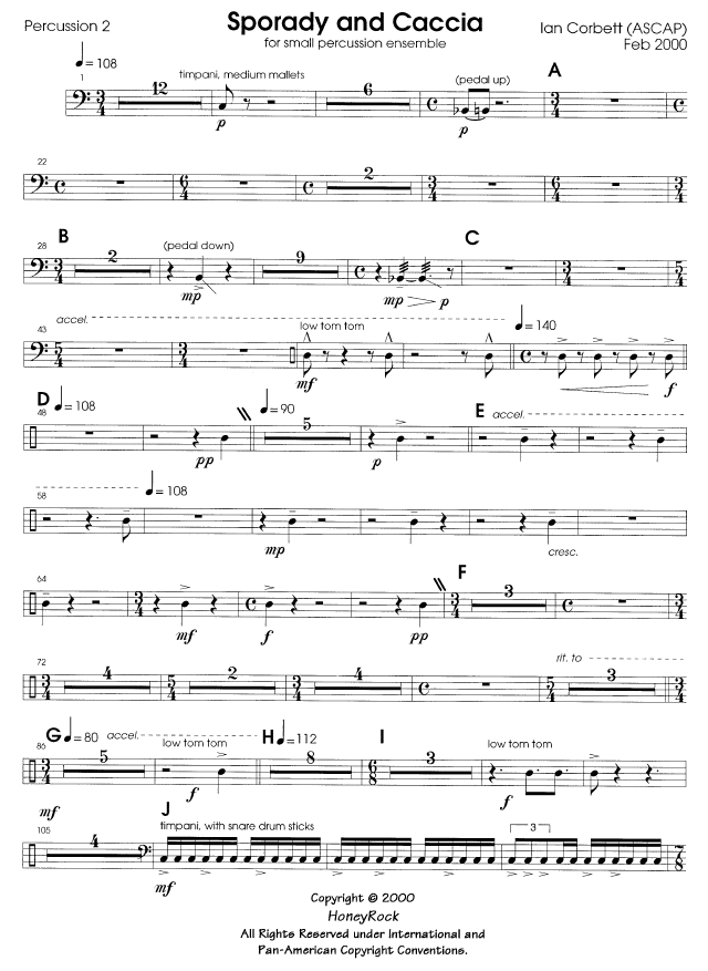 SPORADY and CACCIA for Percussion Quintet