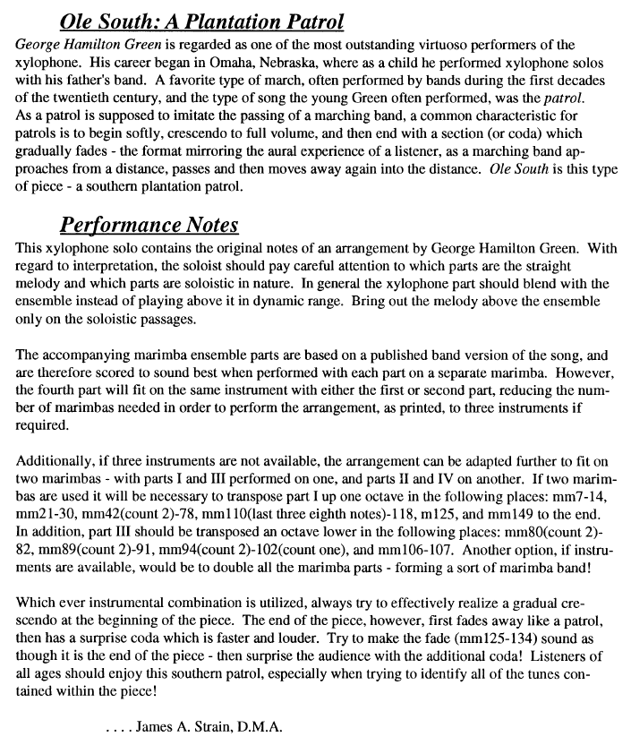 Ole South: A Plantation Patrol, Xylophone Solo with Marimba Ensemble
