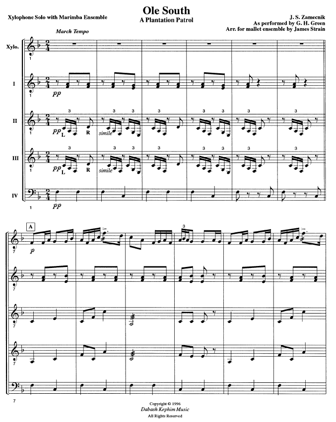 Ole South: A Plantation Patrol, Xylophone Solo with Marimba Ensemble