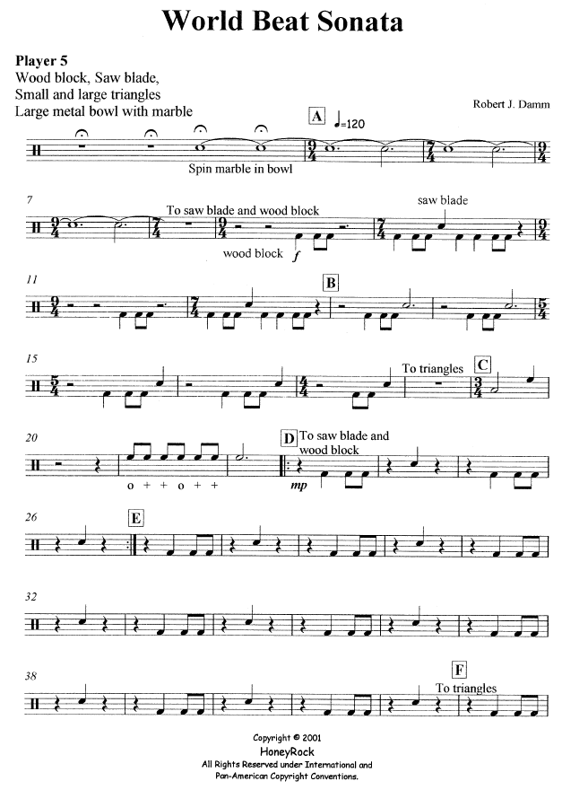 World Beat Sonata for Percussion Ensemble, 6 Players