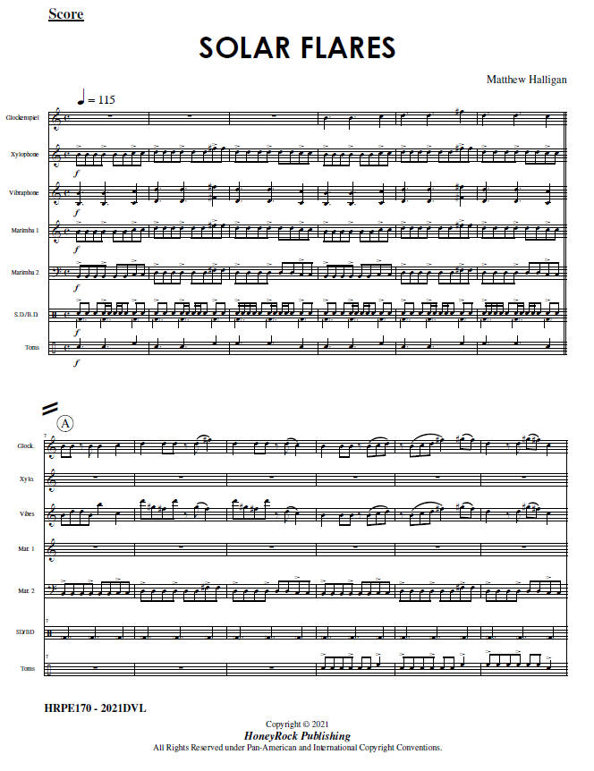 SOLAR FLARES for Percussion Ensemble - 8 Players